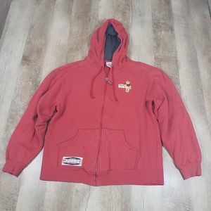 Vintage Disney Store Classic "1966" Character Pooh Full-Zip Hoodie Red Small